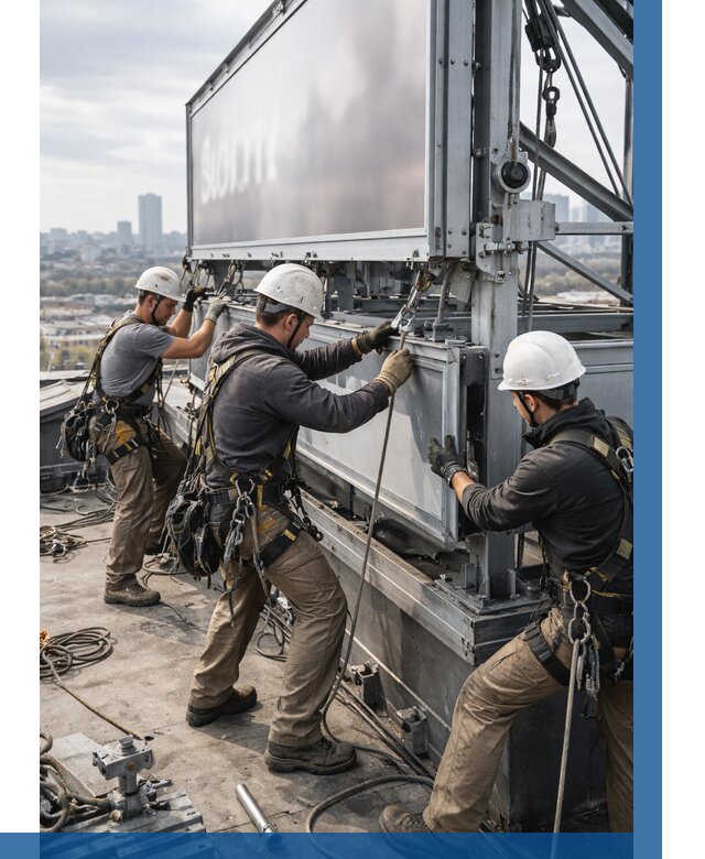 Монтаж крышной рекламной конструкции в Новокуйбышевске от 61452 р.|ВЫСОТНИК-Нвб