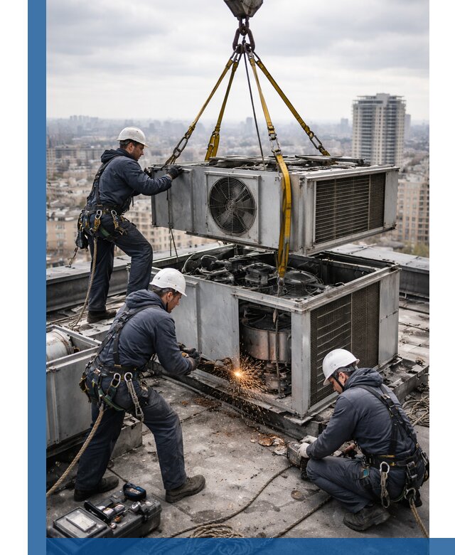 Демонтаж крышной установки в Новокуйбышевске любой сложности