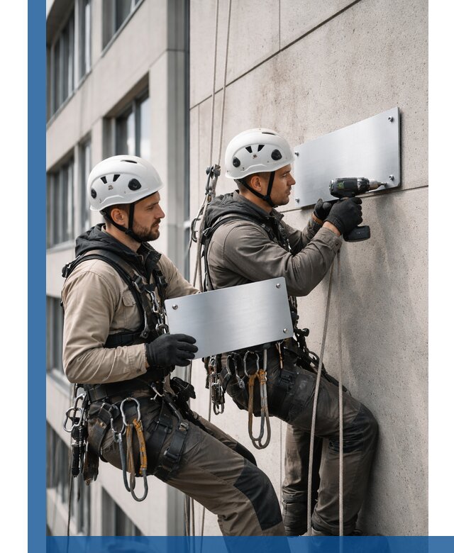 Монтаж табличек и указателей в Новокуйбышевске для зданий и сооружений