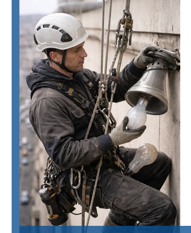 Замена ламп на высоте в Новокуйбышевске профессионально и быстро