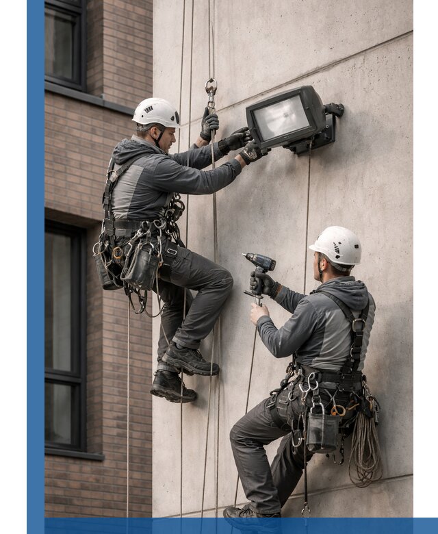 Профессиональный монтаж фасадных прожекторов в Новокуйбышевске под ключ