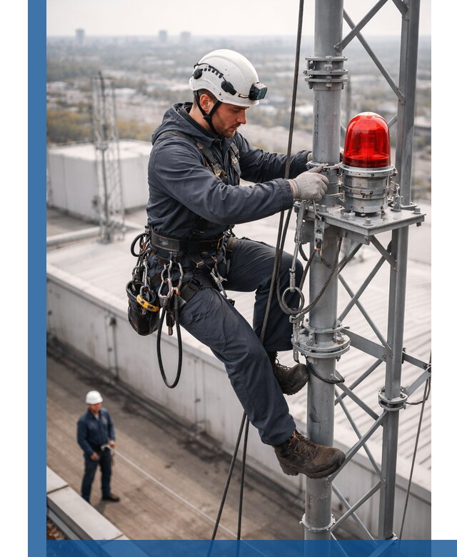 Монтаж заградительных огней и обслуживание объектов в Новокуйбышевске