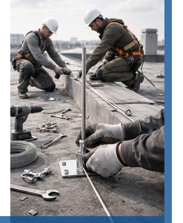 Монтаж молниезащиты на кровле в Новокуйбышевске цена от 25605 р. | ВЫСОТНИК-Нвб