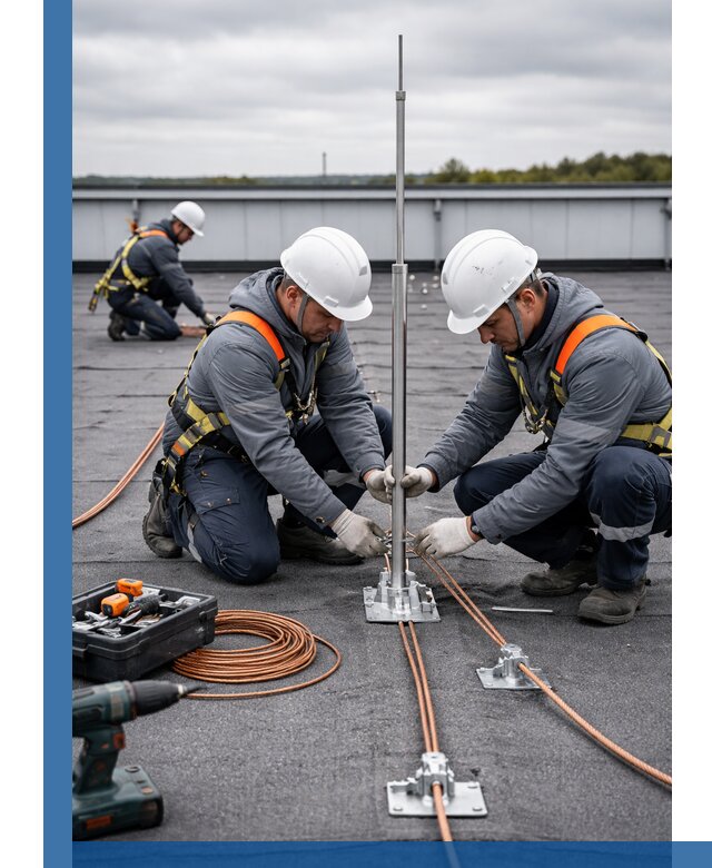 Монтаж молниезащиты на кровле в Новокуйбышевске под ключ с гарантией