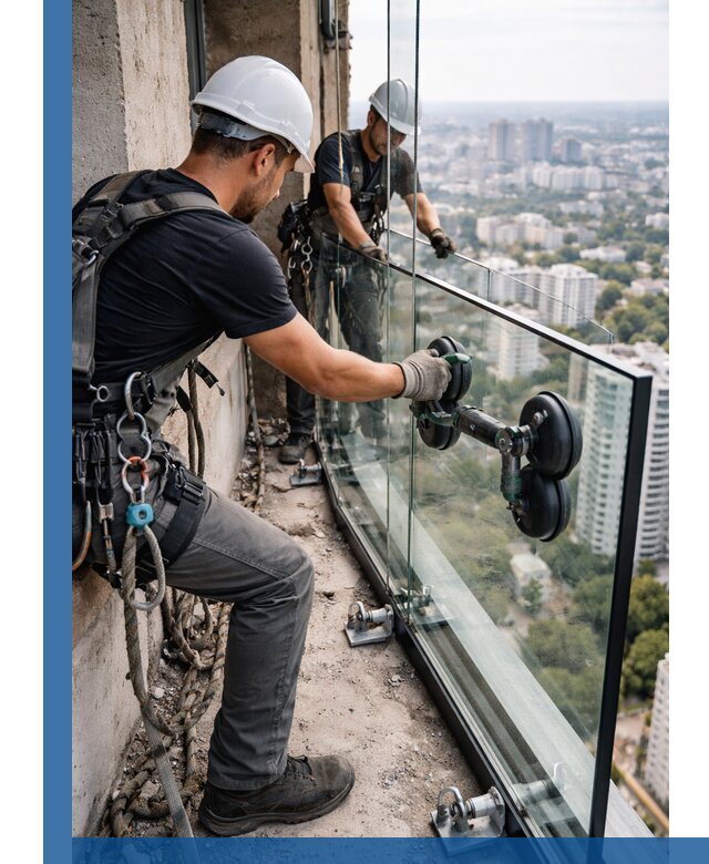 Монтаж стеклянных ограждений под ключ с гарантией в Новокуйбышевске