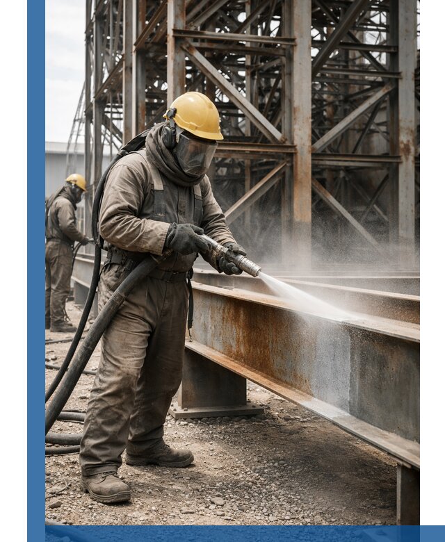 Пескоструйная очистка металлоконструкций в Новокуйбышевске промышленная