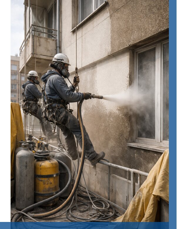 Пескоструйная очистка фасада в Новокуйбышевске от 666 р. | ВЫСОТНИК-Нвб