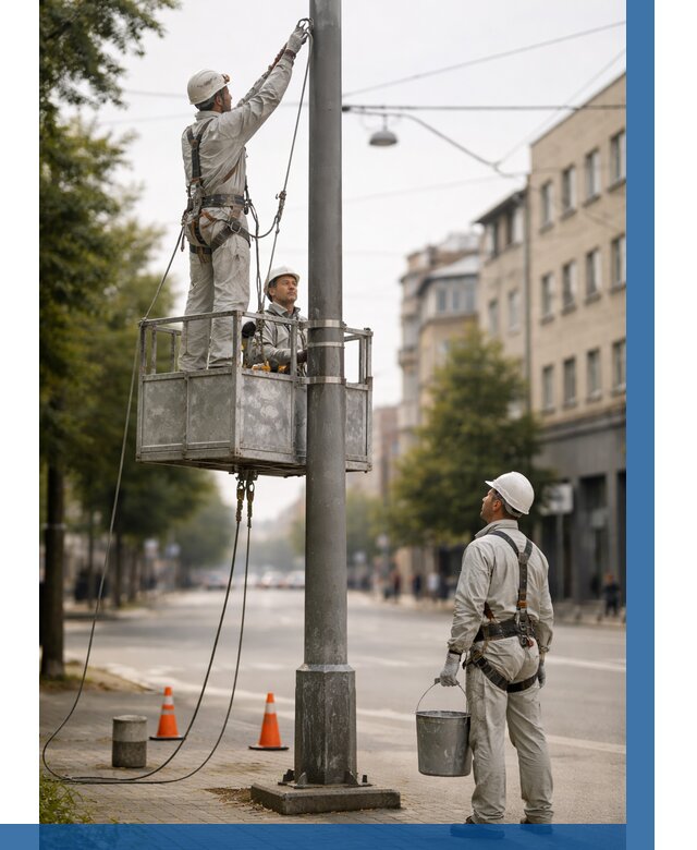 Покраска опор освещения в Новокуйбышевске от 5121 р. | ВЫСОТНИК-Нвб