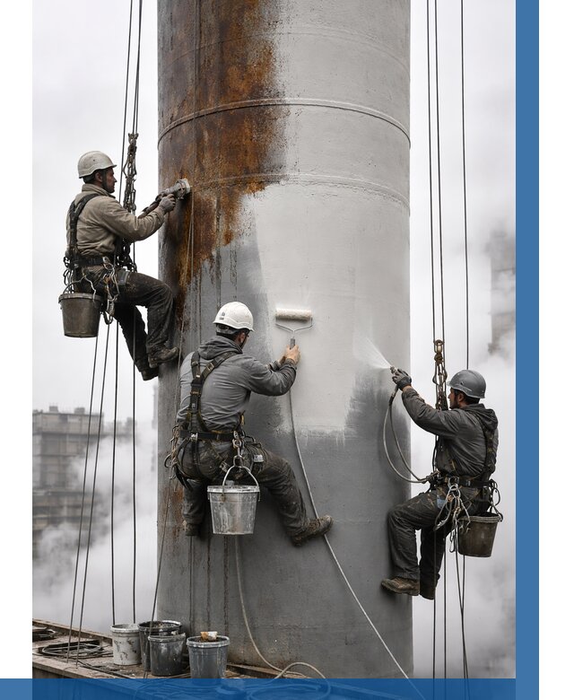 Покраска дымовых труб в Новокуйбышевске от 8706 р. | ВЫСОТНИК-Нвб