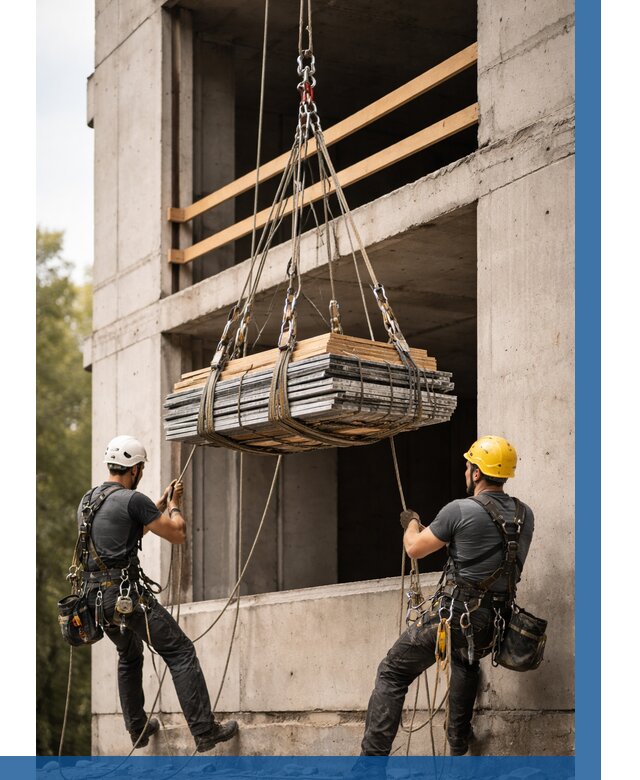 Подъем материала на этаж веревками в Новокуйбышевске от 1536 р. | ВЫСОТНИК-Нвб