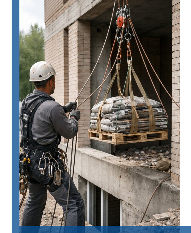 Подъем материалов на этаж веревками в Новокуйбышевске оперативно