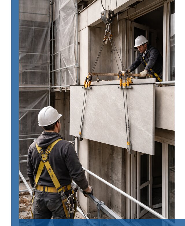 Подъем керамогранита на этаж в Новокуйбышевске грузчиками и техникой