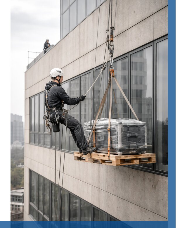 Спуск груза по фасаду в Новокуйбышевске от 3585 р. | ВЫСОТНИК-Нвб