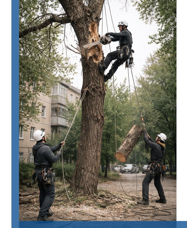 Срочное удаление аварийных деревьев в Новокуйбышевске с гарантией безопасности