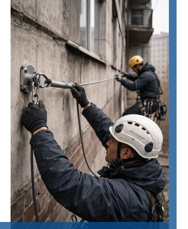 Монтаж анкерных линий в Новокуйбышевске от 3073 р. | ВЫСОТНИК-Нвб
