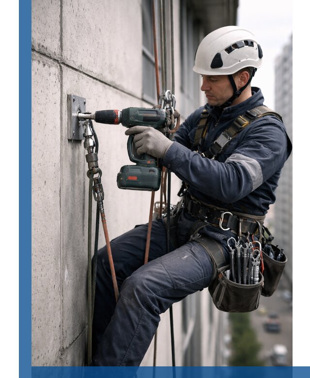 Установка анкерных точек для высотных работ в Новокуйбышевске